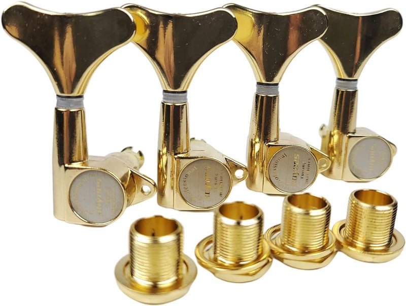 Kaynes Guitar Bass Tuners - 1:18 Ratio Gold Headstock Sealed Machine Heads Tuners Closed Tuning Key Pegs Replacement for Electric Jazz Bass or Precision (4 for Right, Golden) - Image 1